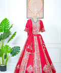 Pink Digital print with kodi lace broder lehenga choli for women in USA - ReadyToWearshop