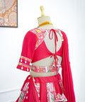 Pink Digital print with kodi lace broder lehenga choli for women in USA - ReadyToWearshop