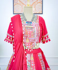Pink Digital print with kodi lace broder lehenga choli for women in USA - ReadyToWearshop