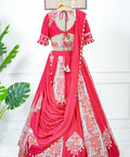 Pink Digital print with kodi lace broder lehenga choli for women in USA - ReadyToWearshop