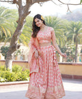 Pink Dyeable Pure Viscose Jacquard Lehenga Choli & Dupatta Set For Women - ReadyToWearshop