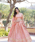 Pink Dyeable Pure Viscose Jacquard Lehenga Choli & Dupatta Set For Women - ReadyToWearshop