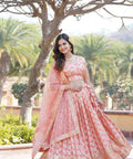 Pink Dyeable Pure Viscose Jacquard Lehenga Choli & Dupatta Set For Women - ReadyToWearshop