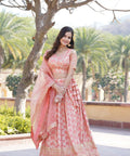 Pink Dyeable Pure Viscose Jacquard Lehenga Choli & Dupatta Set For Women - ReadyToWearshop