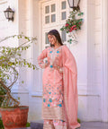 Pink Graceful Party Wear Look Pur Chinon Silk Top Plazzo & Dupatta Set For Women In USA - ReadyToWearshop