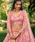 Pink Heavy Lehenga Choli for Women with Dupatta Sequence Lehenga Choli In USA - ReadyToWearshop