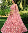Pink Heavy Lehenga Choli for Women with Dupatta Sequence Lehenga Choli In USA - ReadyToWearshop
