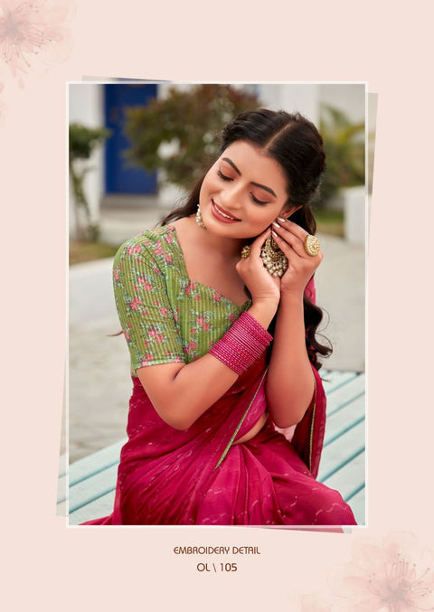 Pink indian saree with blouse in ,USA Perfect for Indian wedding or party wear for women - ReadyToWearshop