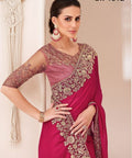 Pink Indian Wedding Wear saree with blouse in USA, Perfect for Indian Party Wear sequins saree For Woman - ReadyToWearshop