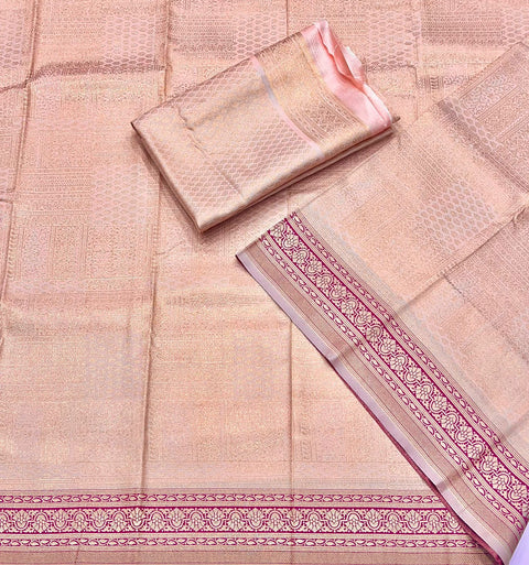 Pink Kanjivaram Indian saree with blouse in USA, Perfect for Indian wedding partywear sequins saree - ReadyToWearshop