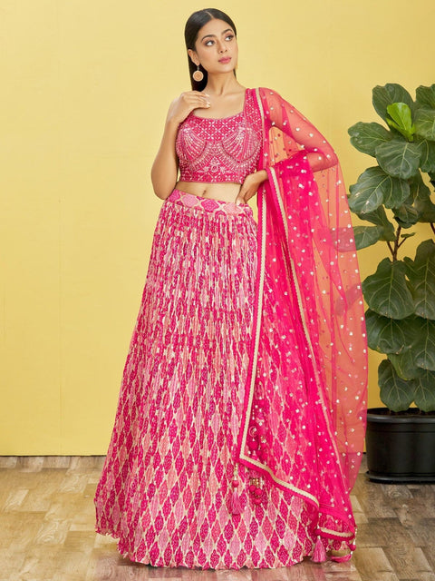Pink Party wear Heavy Lehenga Choli for Women with Dupatta Sequence Lehenga Choli In USA - ReadyToWearshop