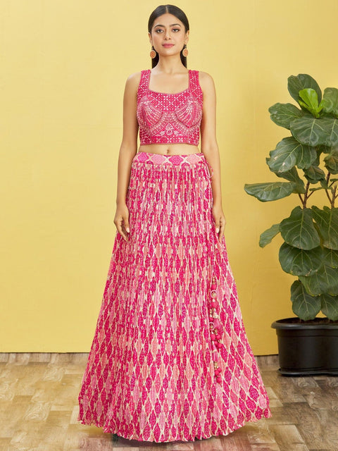 Pink Party wear Heavy Lehenga Choli for Women with Dupatta Sequence Lehenga Choli In USA - ReadyToWearshop
