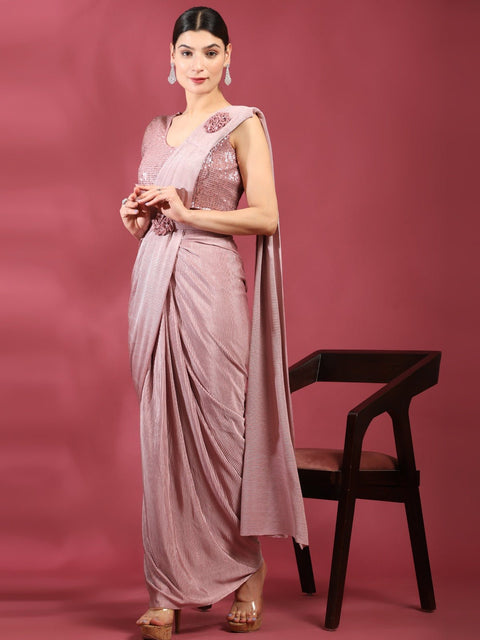 Pink Sequins Indian saree with blouse in USA, Perfect for Indian wedding partywear sequins saree - ReadyToWearshop