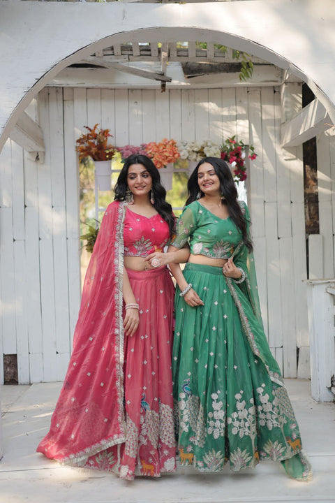 Pink traditional Embroidered work Lehenga Choli with Dupatta for women - ReadyToWearshop