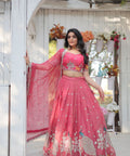Pink traditional Embroidered work Lehenga Choli with Dupatta for women - ReadyToWearshop