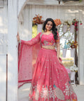 Pink traditional Embroidered work Lehenga Choli with Dupatta for women - ReadyToWearshop