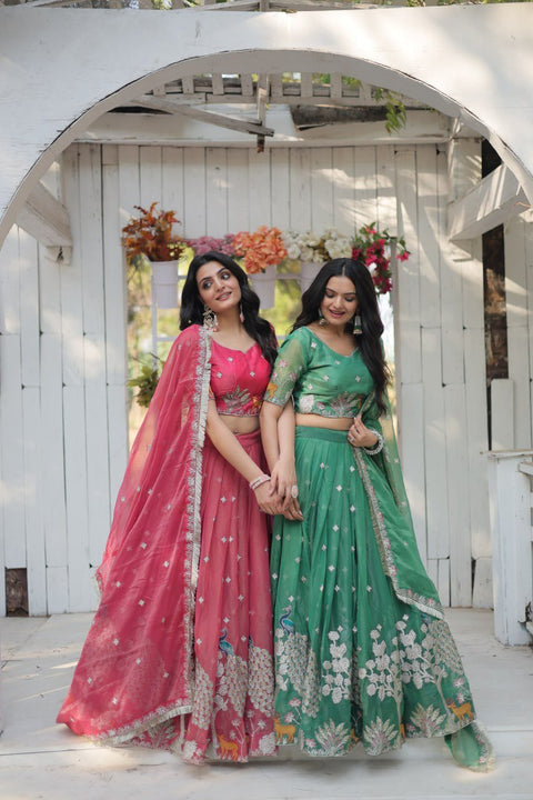 Pink traditional Embroidered work Lehenga Choli with Dupatta for women - ReadyToWearshop