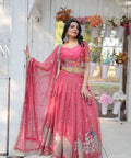 Pink traditional Embroidered work Lehenga Choli with Dupatta for women - ReadyToWearshop