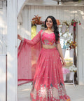Pink traditional Embroidered work Lehenga Choli with Dupatta for women - ReadyToWearshop