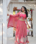 Pink traditional Embroidered work Lehenga Choli with Dupatta for women - ReadyToWearshop