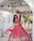 Pink traditional Embroidered work Lehenga Choli with Dupatta for women - ReadyToWearshop