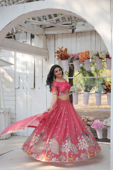 Pink traditional Embroidered work Lehenga Choli with Dupatta for women - ReadyToWearshop