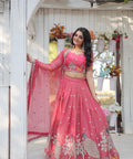 Pink traditional Embroidered work Lehenga Choli with Dupatta for women - ReadyToWearshop