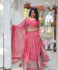Pink traditional Embroidered work Lehenga Choli with Dupatta for women - ReadyToWearshop