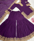 Purple Charming Party Wear Look New Top - Plazo and Dupatta With Heavy Embroidery Work For Women - ReadyToWearshop