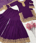Purple Charming Party Wear Look New Top - Plazo and Dupatta With Heavy Embroidery Work For Women - ReadyToWearshop