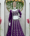 Purple Elevate Your Ethnic Wardrobe with a Gorgeous Georgette Lehenga Choli and an Intricately Embroidered Banglory Blouse For Women - ReadyToWearshop