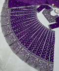 Purple Elevate Your Ethnic Wardrobe with a Gorgeous Georgette Lehenga Choli and an Intricately Embroidered Banglory Blouse For Women - ReadyToWearshop