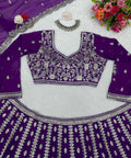 Purple Elevate Your Ethnic Wardrobe with a Gorgeous Georgette Lehenga Choli and an Intricately Embroidered Banglory Blouse For Women - ReadyToWearshop