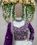 Purple Elevate Your Ethnic Wardrobe with a Gorgeous Georgette Lehenga Choli and an Intricately Embroidered Banglory Blouse For Women - ReadyToWearshop