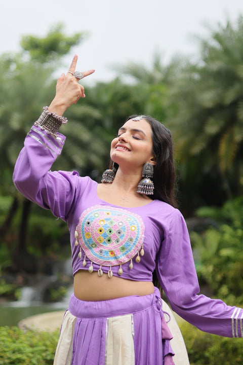 Purple Made for Navratri Season, Designer Readymade Rayon Lehenga choli Set for women - ReadyToWearshop