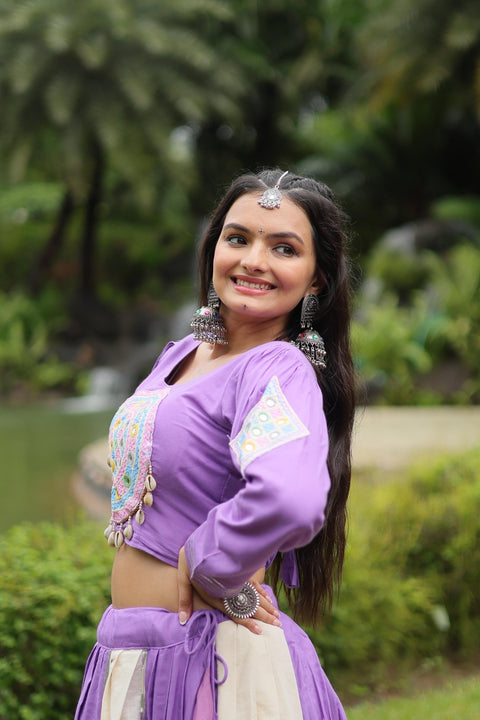 Purple Made for Navratri Season, Designer Readymade Rayon Lehenga choli Set for women - ReadyToWearshop