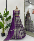 Purple Radiant Wedding Wear Heavy Lehenga Choli for Women with Dupatta Sequence Lehenga Choli In USA - ReadyToWearshop