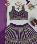 Purple Radiant Wedding Wear Heavy Lehenga Choli for Women with Dupatta Sequence Lehenga Choli In USA - ReadyToWearshop