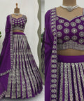 Purple Radiant Wedding Wear Heavy Lehenga Choli for Women with Dupatta Sequence Lehenga Choli In USA - ReadyToWearshop