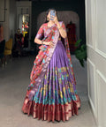 Purple Subtle shades, bold heritage: Kalamkari Dola silk charm Lehenga choli for women in wedding - ReadyToWearshop