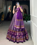 Purple Tussar Silk Printed Lehenga Choli: Effortless Glamour and Sophistication For Women - ReadyToWearshop