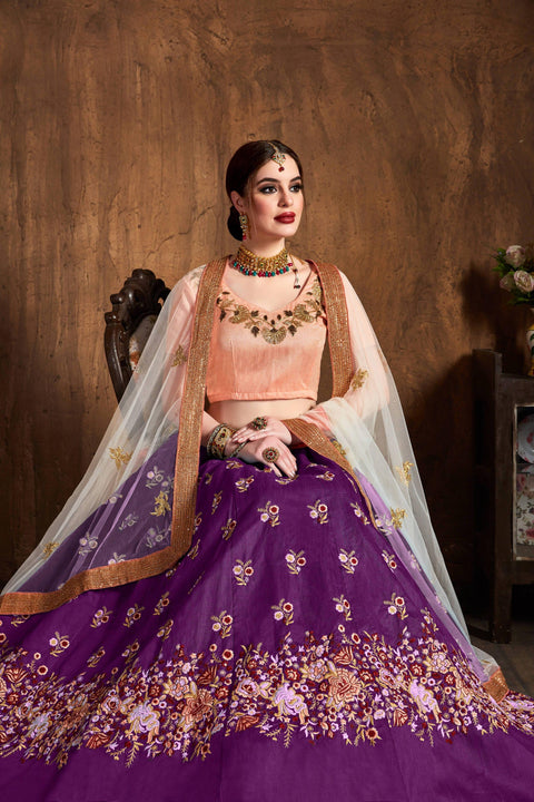Glamorous Purple fancy lehenga Choli for women with Dupatta in USA - ReadyToWearshop