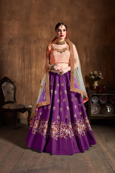 Glamorous Purple fancy lehenga Choli for women with Dupatta in USA - ReadyToWearshop