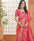 Red Banarasi Silk Saree, USA, Perfect for Indian wedding partywear sequins saree - ReadyToWearshop