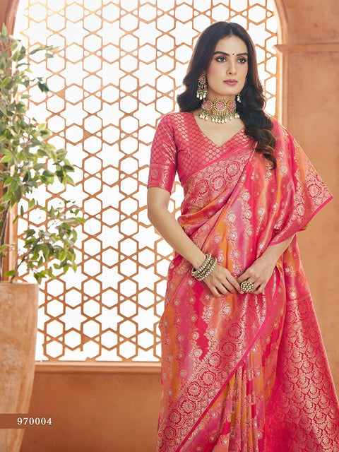 Red Banarasi Silk Saree, USA, Perfect for Indian wedding partywear sequins saree - ReadyToWearshop