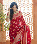 Red Banarasi Silk Saree, USA, Perfect for Indian wedding partywear sequins saree - ReadyToWearshop