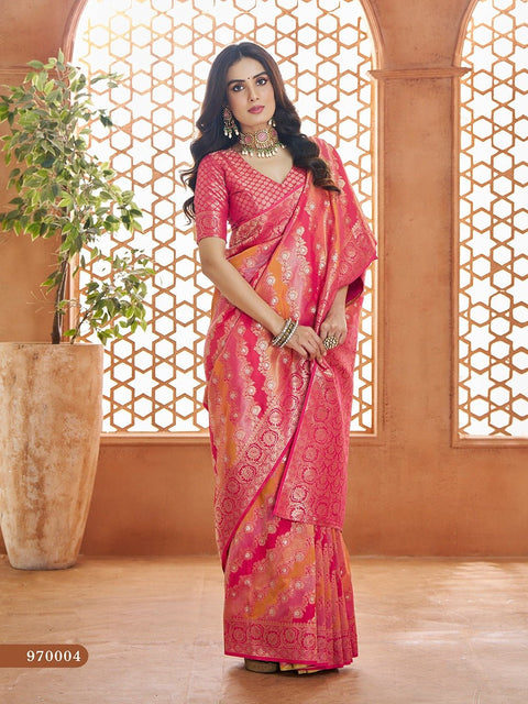 Red Banarasi Silk Saree, USA, Perfect for Indian wedding partywear sequins saree - ReadyToWearshop