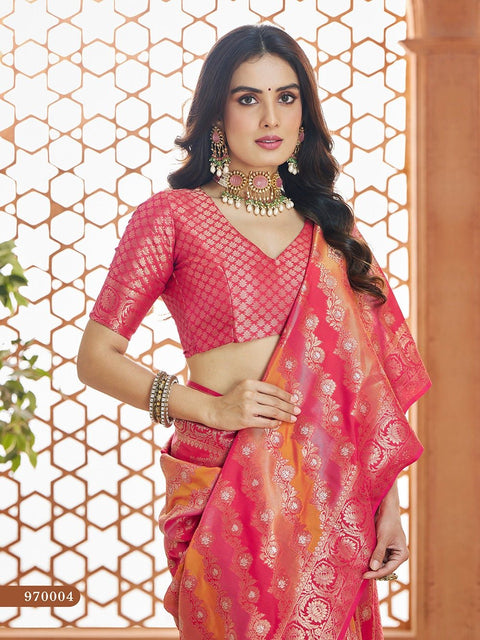 Red Banarasi Silk Saree, USA, Perfect for Indian wedding partywear sequins saree - ReadyToWearshop