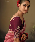 Red Dola Silk Saree with blouse in USA, Perfect for Indian wedding sequins saree - ReadyToWearshop