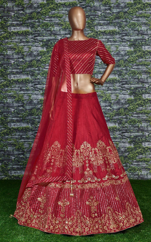 Red Flaunt your simple and pretty look with this hypnotic colored lehenga choli For Women - ReadyToWearshop